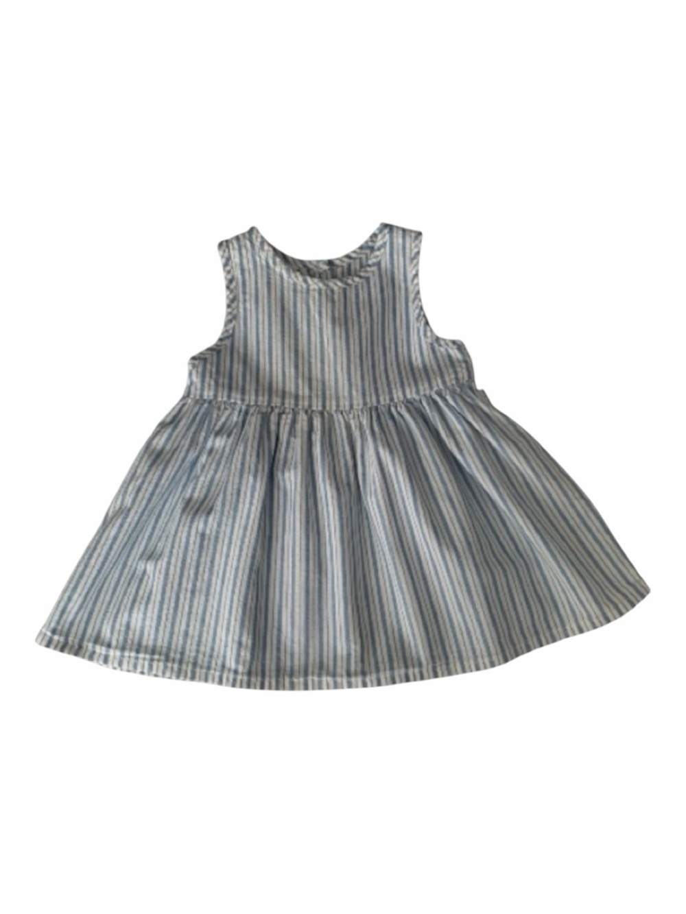 Vintage OshKosh Baby Bgosh Dress Girls Size 24M White Blue Pinstripe Jumper